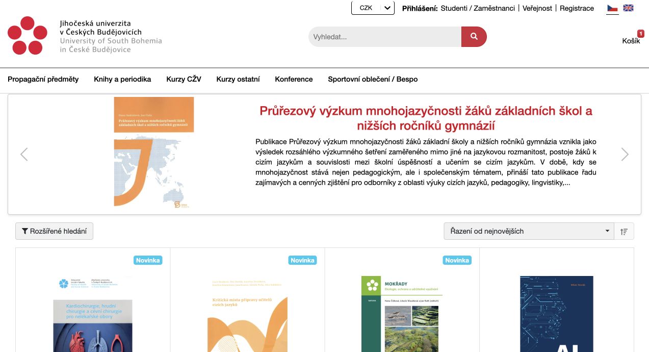 Veřejný katalog EOC s různými typy nabídky