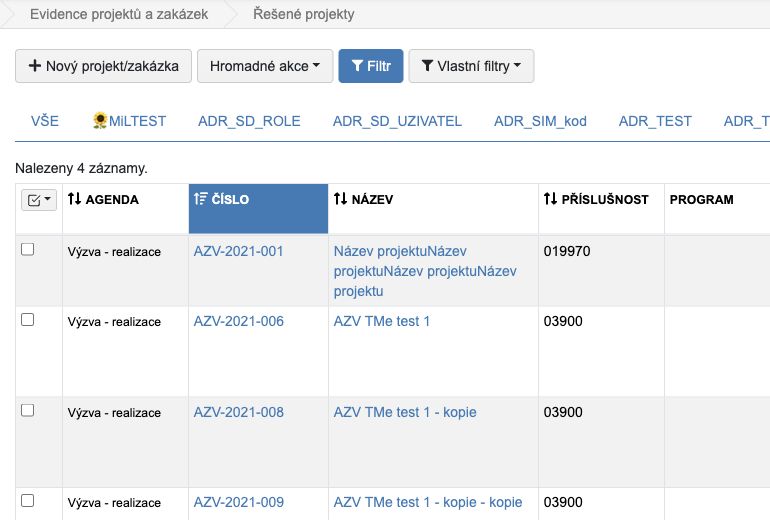 An anonymised EPZ active-project overview